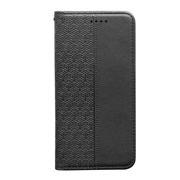 For Xiaomi Redmi A5 4G (171.7mm)  /  Poco C71 4G Wallet Phone Case Strong Magnetic Checkered Pattern Imprint Leather Flip Cover - Black