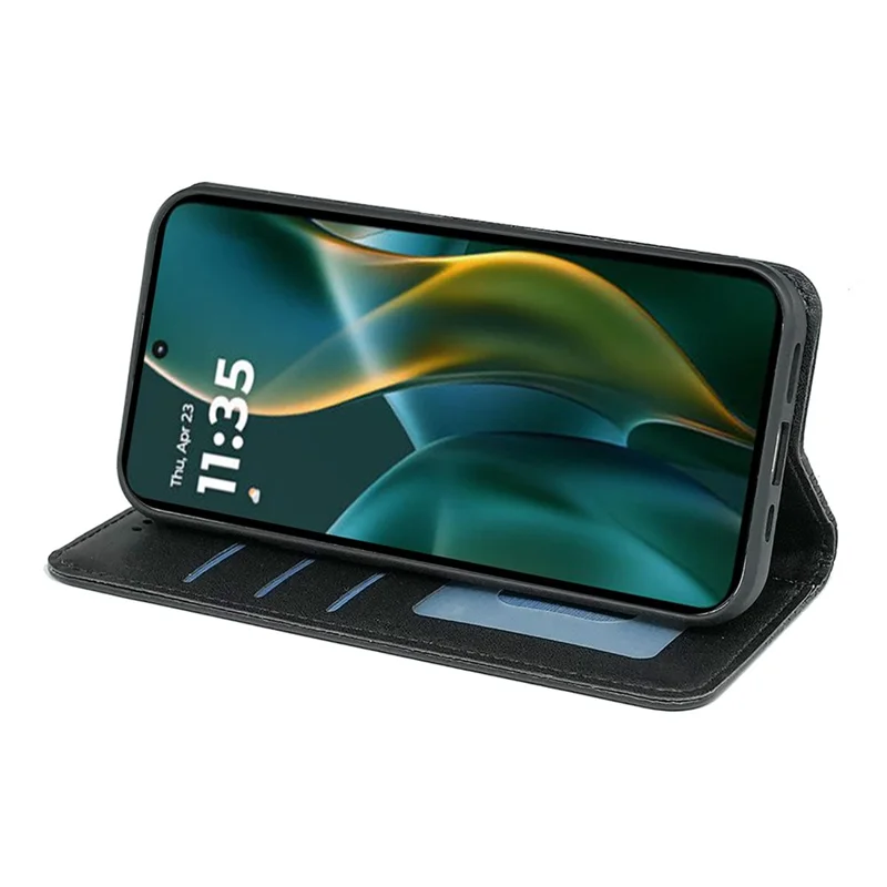 Til Motorola Edge (2025) 5G Wallet-telefonbeskyttelse med terningmønster, præget læderlomme med håndbøjle - Sort