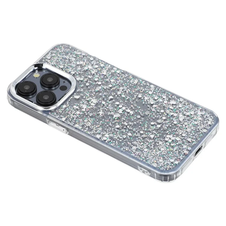 Coque pour iPhone 15 Pro Max Design Époxy Électrolytique Soft TPU Protection Arrière avec Découpe Large pour Objectif