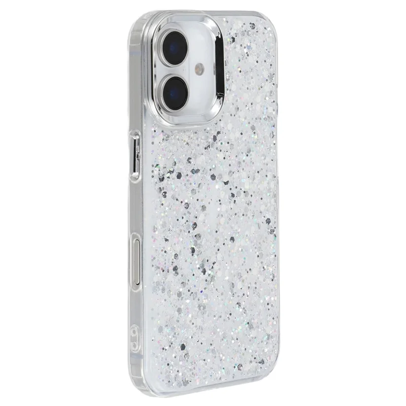 For iPhone 16 Case Epoxy Design Electroplating Soft TPU Phone Back Cover Large Lens Cutout