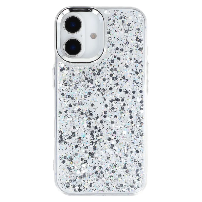For iPhone 16 Case Epoxy Design Electroplating Soft TPU Phone Back Cover Large Lens Cutout