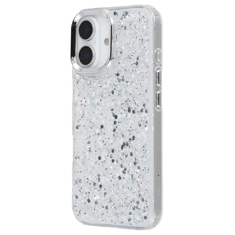 For iPhone 16 Case Epoxy Design Electroplating Soft TPU Phone Back Cover Large Lens Cutout
