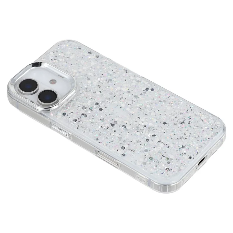 For iPhone 16 Case Epoxy Design Electroplating Soft TPU Phone Back Cover Large Lens Cutout