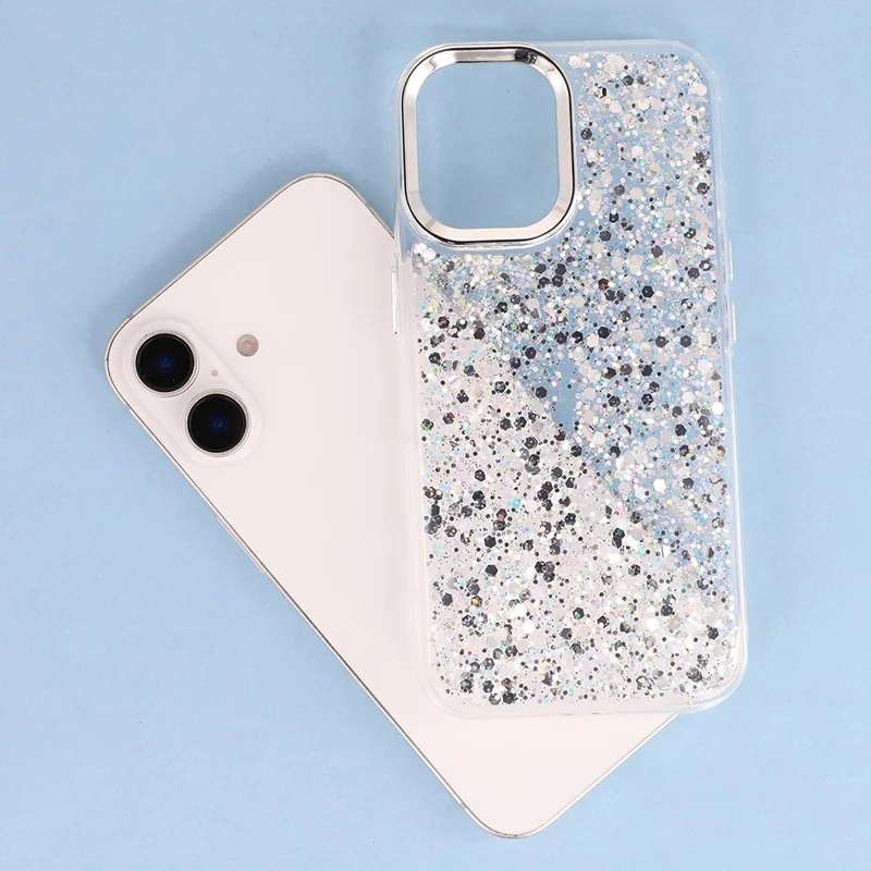 For iPhone 16 Case Epoxy Design Electroplating Soft TPU Phone Back Cover Large Lens Cutout