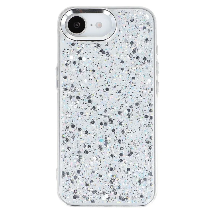 For iPhone 16e Case Epoxy Design Electroplating Soft TPU Phone Back Cover Large Lens Cutout