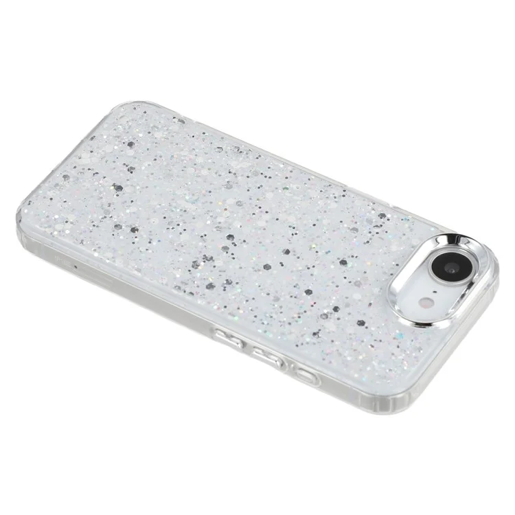 For iPhone 16e Case Epoxy Design Electroplating Soft TPU Phone Back Cover Large Lens Cutout