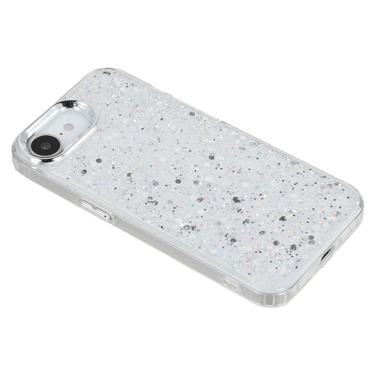 For iPhone 16e Case Epoxy Design Electroplating Soft TPU Phone Back Cover Large Lens Cutout