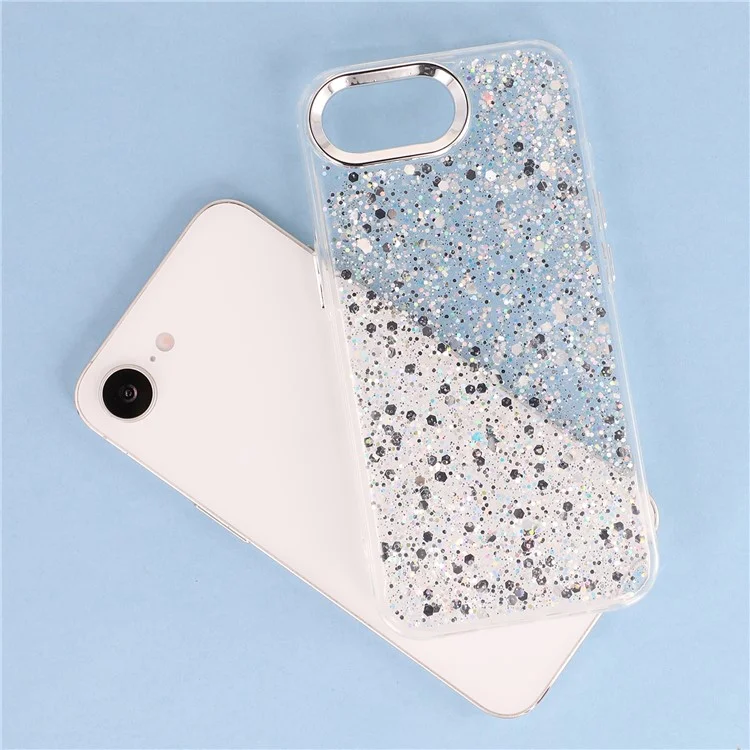 For iPhone 16e Case Epoxy Design Electroplating Soft TPU Phone Back Cover Large Lens Cutout