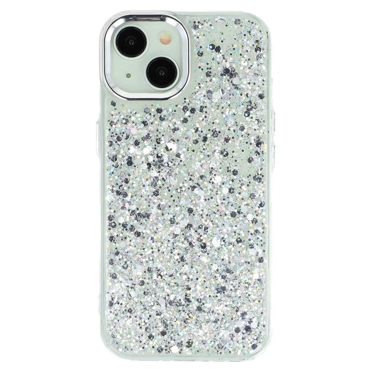 For iPhone 15 Case Epoxy Design Electroplating Soft TPU Phone Back Cover Large Lens Cutout