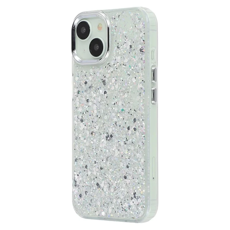 For iPhone 13 Case Epoxy Design Electroplating Soft TPU Phone Back Cover Large Lens Cutout