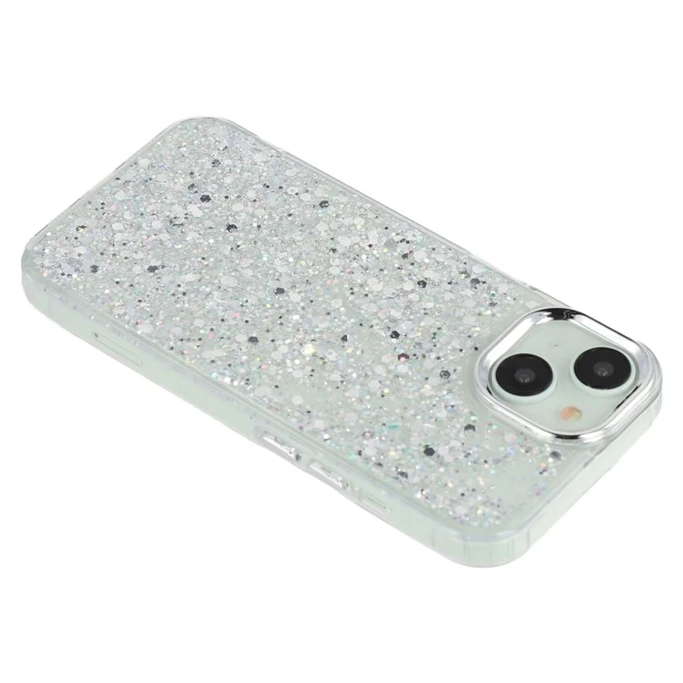 For iPhone 13 Case Epoxy Design Electroplating Soft TPU Phone Back Cover Large Lens Cutout