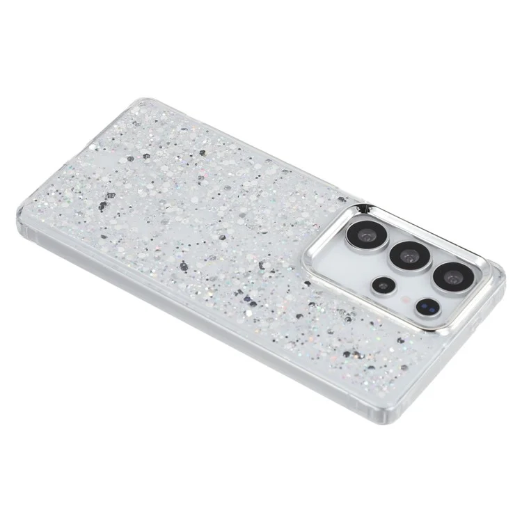 For Samsung Galaxy S24 Ultra Case Epoxy Design Electroplating Soft TPU Phone Back Cover Large Lens Cutout