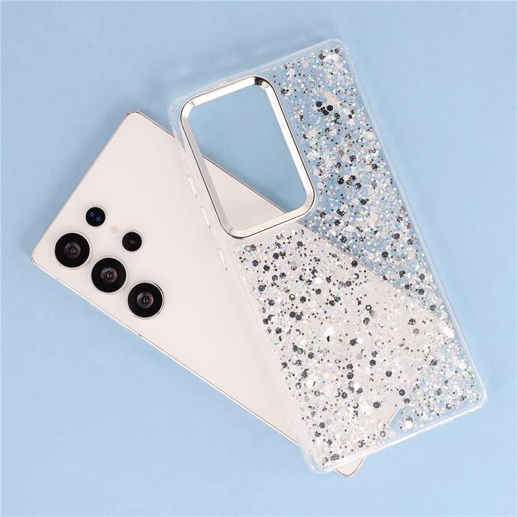 For Samsung Galaxy S24 Ultra Case Epoxy Design Electroplating Soft TPU Phone Back Cover Large Lens Cutout