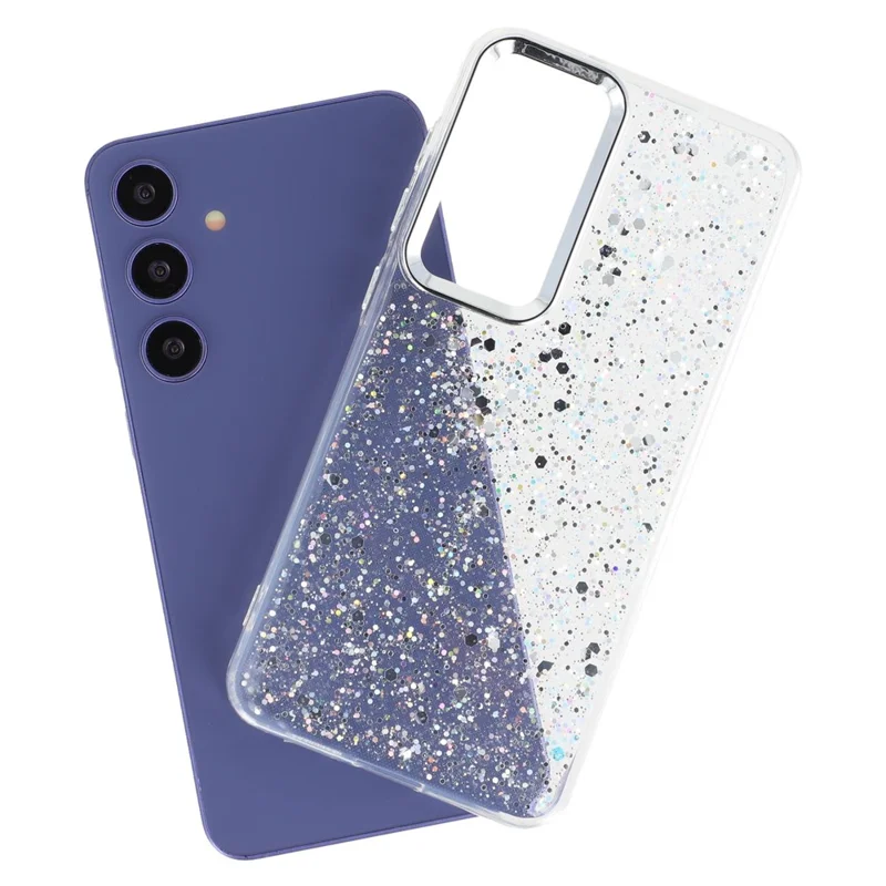 For Samsung Galaxy S23 FE Case Epoxy Design Electroplating Soft TPU Phone Back Cover Large Lens Cutout