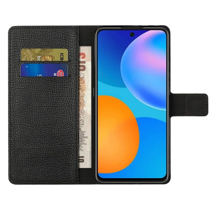 Litchi Texture Phone Case for Xiaomi 12T 5G / Redmi K50 Ultra 5G / 12T Pro 5G, PU Leather Square Magnetic Clasp Wallet Stand Cover - Black