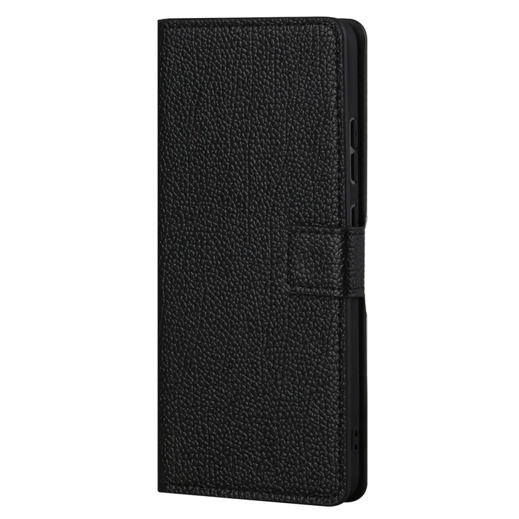 Litchi Texture Phone Case for Xiaomi 12T 5G / Redmi K50 Ultra 5G / 12T Pro 5G, PU Leather Square Magnetic Clasp Wallet Stand Cover - Black