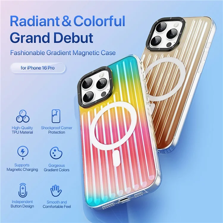 Funda DUX DUCIS Zest Series para iPhone 16 Pro compatible con MagSafe Gradiente TPU + PET Funda de teléfono - Dorado desierto