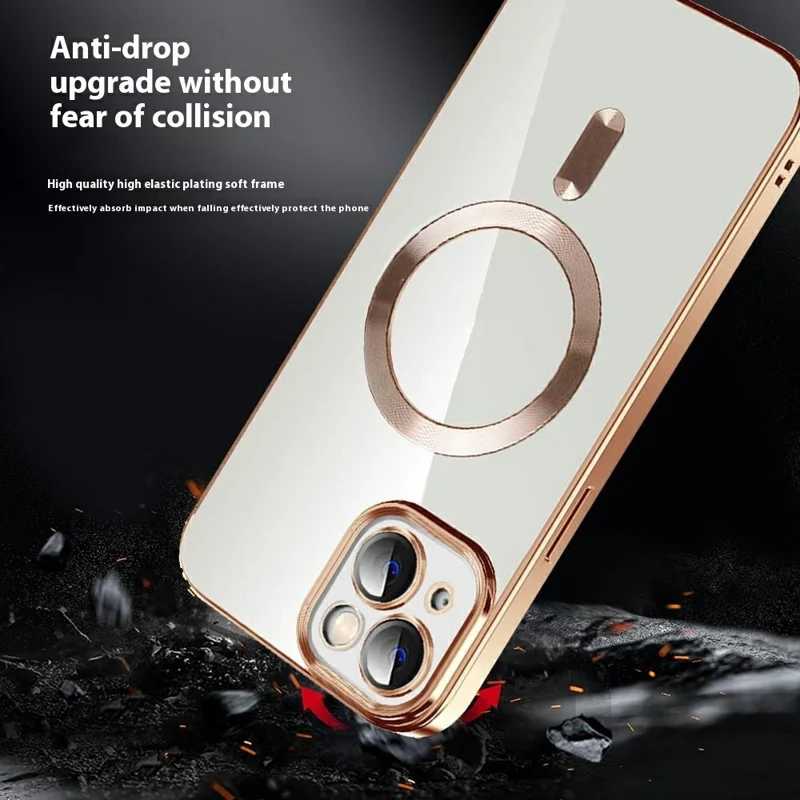 For iPhone 15 Plus Case Compatible with MagSafe TPU + PC Clear Back Cover - Black