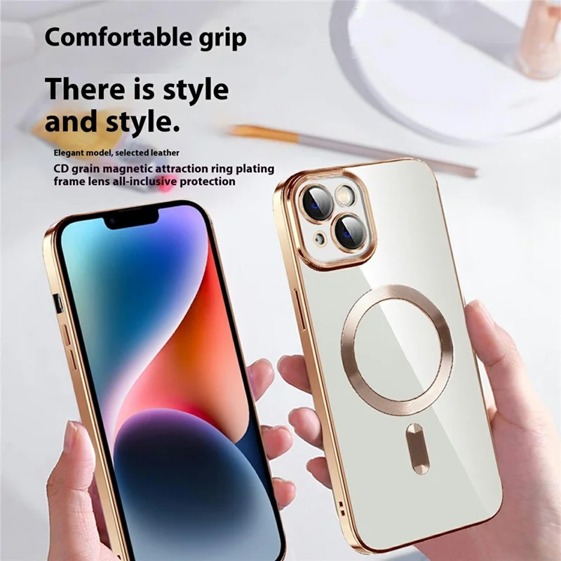 For iPhone 15 Plus Case Compatible with MagSafe TPU + PC Clear Back Cover - Black
