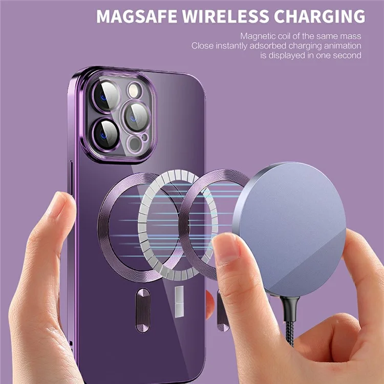 For iPhone 15 Pro Case Compatible with MagSafe TPU + PC Clear Back Cover - Purple