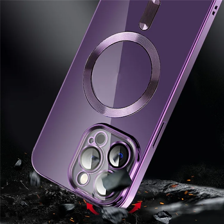 For iPhone 15 Pro Case Compatible with MagSafe TPU + PC Clear Back Cover - Purple