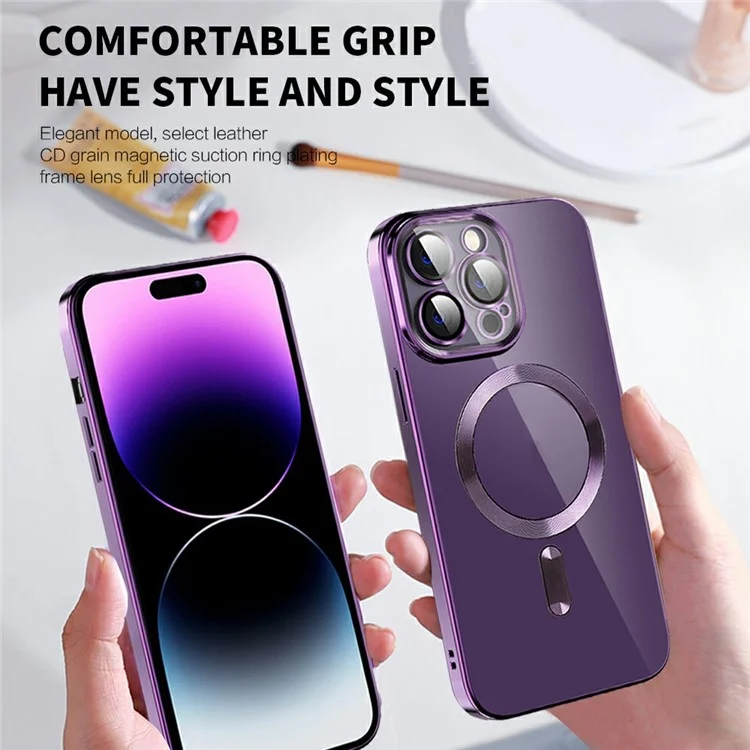 For iPhone 15 Pro Case Compatible with MagSafe TPU + PC Clear Back Cover - Purple