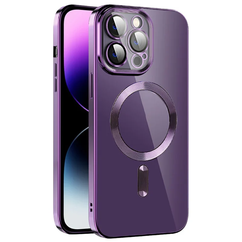 Für iPhone 15 Pro Max Hülle Kompatibel mit MagSafe TPU + PC Transparente Rückseite - Lila