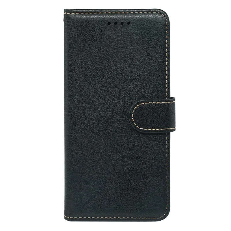 Pour iPhone 16 Pro Étui Portefeuille Bloquant RFID Texture de Cuir de Litchi Housse de Téléphone à Fermeture Magnétique - Noir
