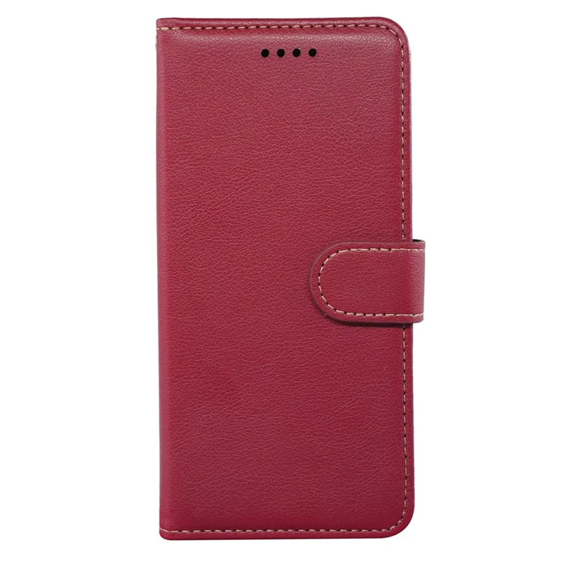 For iPhone 15 Case RFID Blocking Wallet Litchi Texture Leather Phone Cover Magnetic Clasp - Red