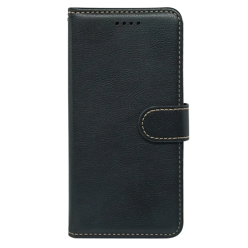 For iPhone 15 Pro Case RFID Blocking Wallet Litchi Texture Leather Phone Cover Magnetic Clasp - Black