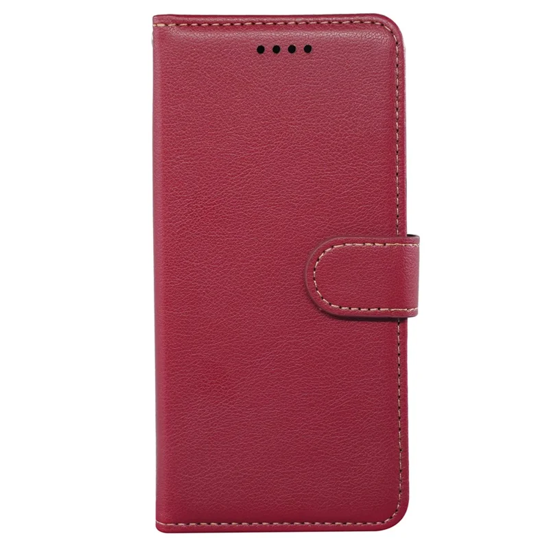 For iPhone 15 Pro Max Case RFID Blocking Wallet Litchi Texture Leather Phone Cover Magnetic Clasp - Red