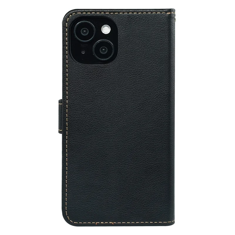 For iPhone 14 Case RFID Blocking Wallet Litchi Texture Leather Phone Cover Magnetic Clasp - Black