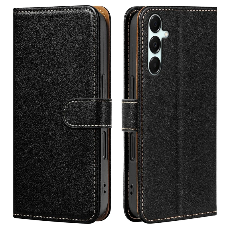 For Samsung Galaxy S25  /  S24 Case RFID Blocking Wallet Litchi Texture Leather Phone Cover Magnetic Clasp - Black