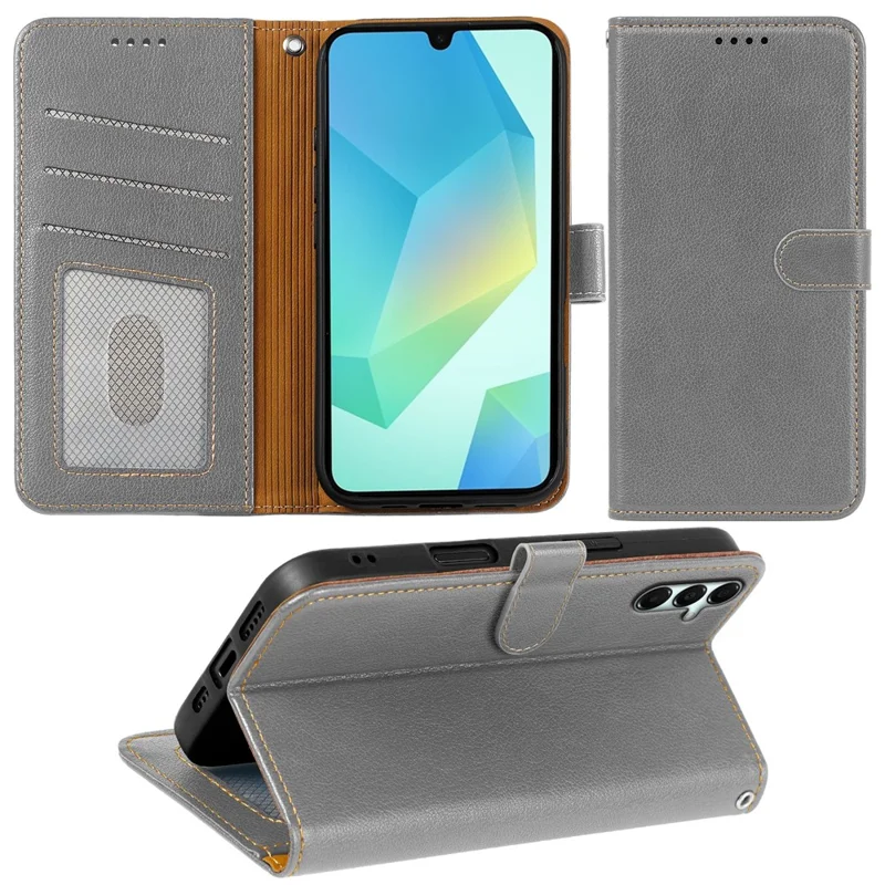 For Samsung Galaxy A05s 4G Case RFID Blocking Wallet Litchi Texture Leather Phone Cover Magnetic Clasp - Grey