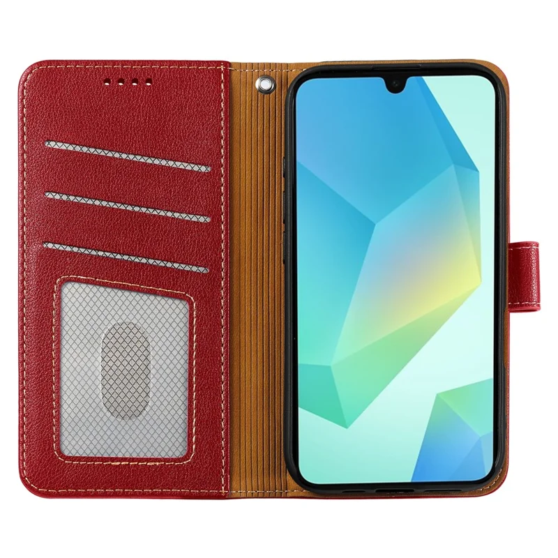 For Samsung Galaxy A16 4G / 5G Case RFID Blocking Wallet Litchi Texture Leather Phone Cover Magnetic Clasp - Red