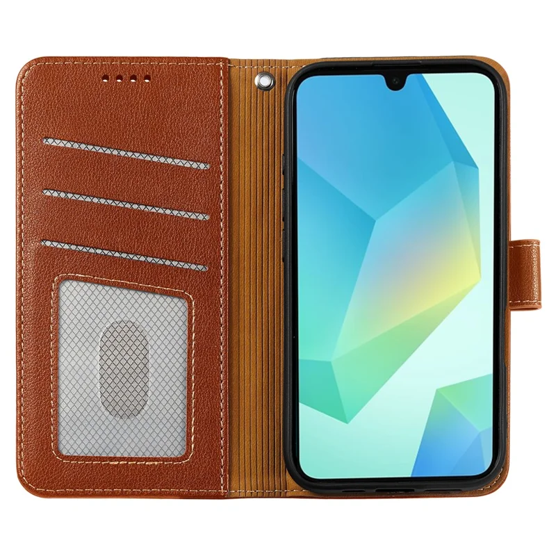 For Samsung Galaxy A35 5G Case RFID Blocking Wallet Litchi Texture Leather Phone Cover Magnetic Clasp - Brown