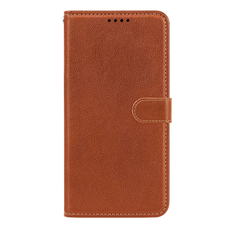 For Samsung Galaxy A35 5G Case RFID Blocking Wallet Litchi Texture Leather Phone Cover Magnetic Clasp - Brown