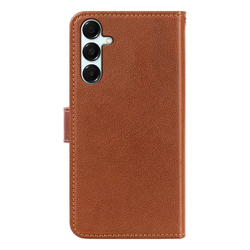 For Samsung Galaxy A35 5G Case RFID Blocking Wallet Litchi Texture Leather Phone Cover Magnetic Clasp - Brown