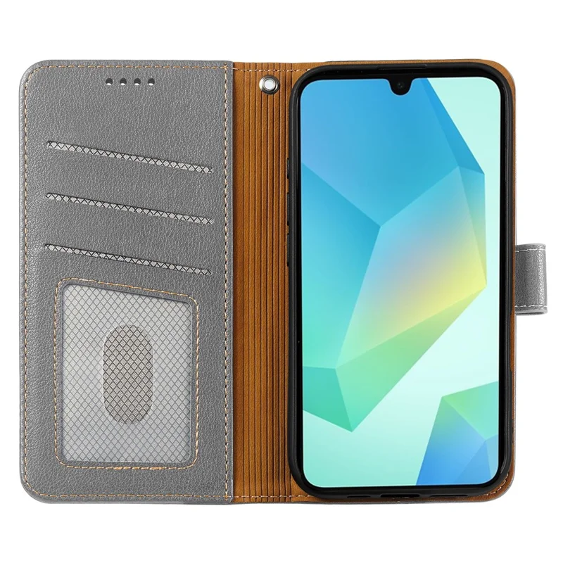 For Samsung Galaxy A55 5G Case RFID Blocking Wallet Litchi Texture Leather Phone Cover Magnetic Clasp - Grey