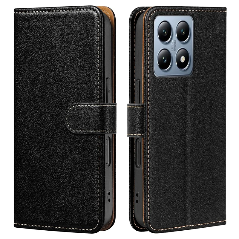 Для Xiaomi 14T Чехол RFID Блокирующий Бумажник Текстура Личи Кожаный Чехол для Телефона Магнитная Застежка - Черный