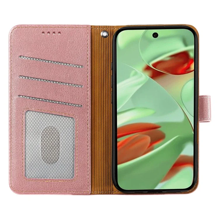 Leather Case For Google Pixel 10 Pro / Pixel 10 RFID Blocking Wallet Litchi Texture Phone Cover Magnetic Clasp - Rose Gold