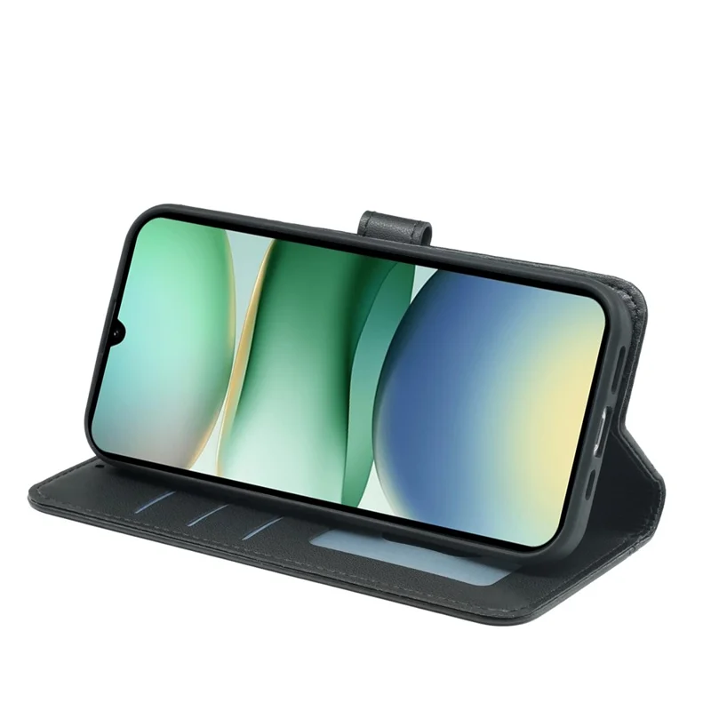 For Xiaomi Redmi A5 4G (171.7mm) / Poco C71 4G Wallet Case Magnetic Snap Leather Phone Cover with Strap - Black