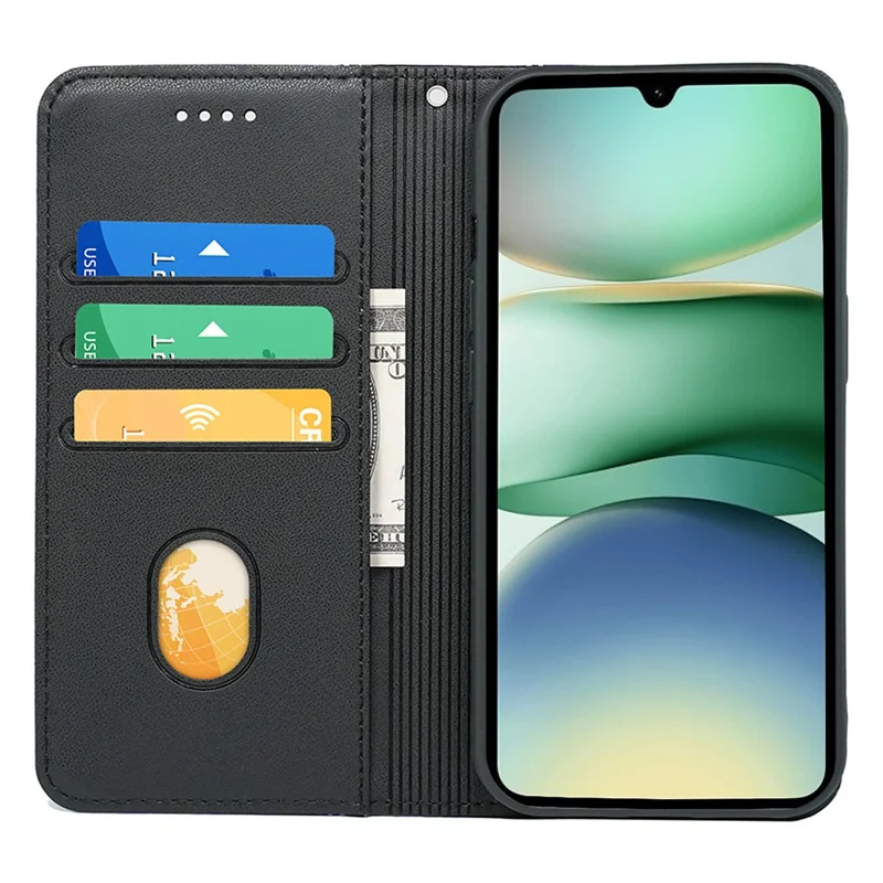 HX01 For Xiaomi Redmi A5 4G (171.7mm) / Poco C71 4G Wallet Case Magnetic Closing PU Leather Phone Cover - Black