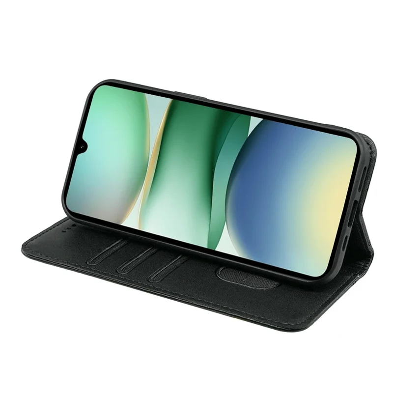 HX01 For Xiaomi Redmi A5 4G (171.7mm) / Poco C71 4G Wallet Case Magnetic Closing PU Leather Phone Cover - Black