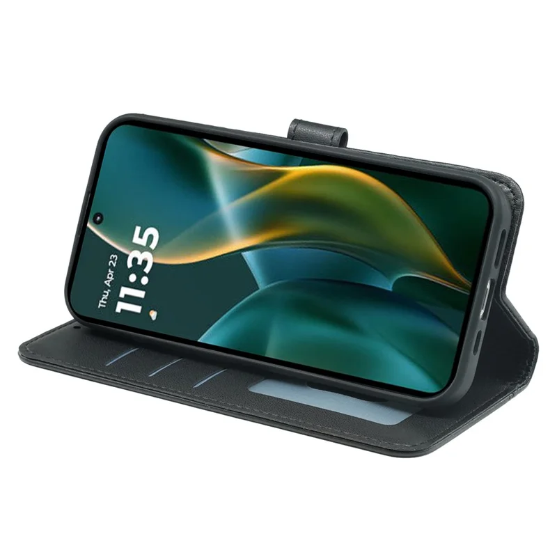 For Motorola Edge (2025) 5G Wallet Case Magnetic Snap Leather Phone Cover with Strap - Black