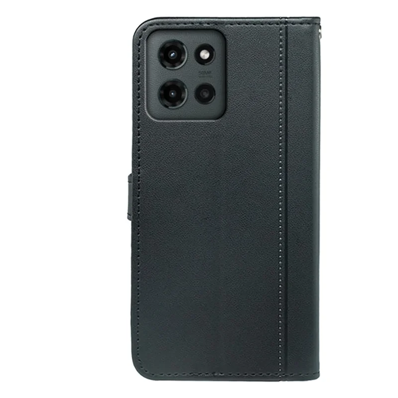 For Motorola Edge (2025) 5G Wallet Case Magnetic Snap Leather Phone Cover with Strap - Black