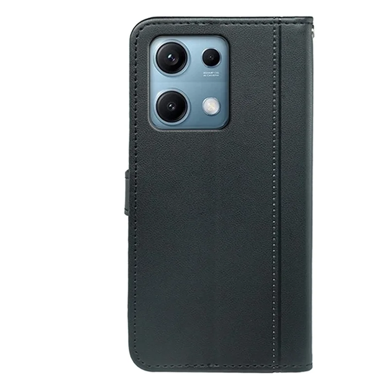 Futerał portfelowy z magnesem i paskiem na Xiaomi Redmi Note 14S 4G, pokrowiec z bawełnianej skóry z zamknięciem magnetycznym - Czarny