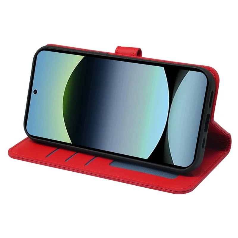 For Xiaomi Redmi Note 14S 4G Wallet Case Magnetic Snap Leather Phone Cover with Strap - Red