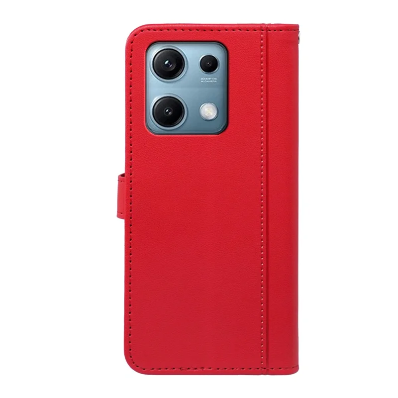 For Xiaomi Redmi Note 14S 4G Wallet Case Magnetic Snap Leather Phone Cover with Strap - Red