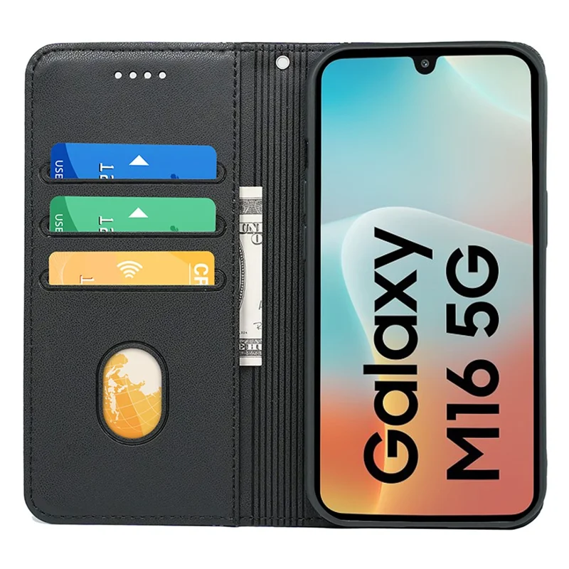 HX01 per Samsung Galaxy M16 5G / F16 5G Cover a Portafoglio Magnetico in Pelle PU - Nero